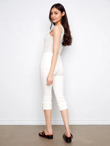 Charlie B Women's Twill Narrow Leg Cuff Snap Hem Pants