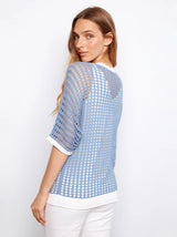 Charlie B Women's Fishnet Dolman Elbow Sleeve Sweater