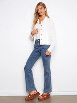 Charlie B Women's Linen Frayed Hem Jacket