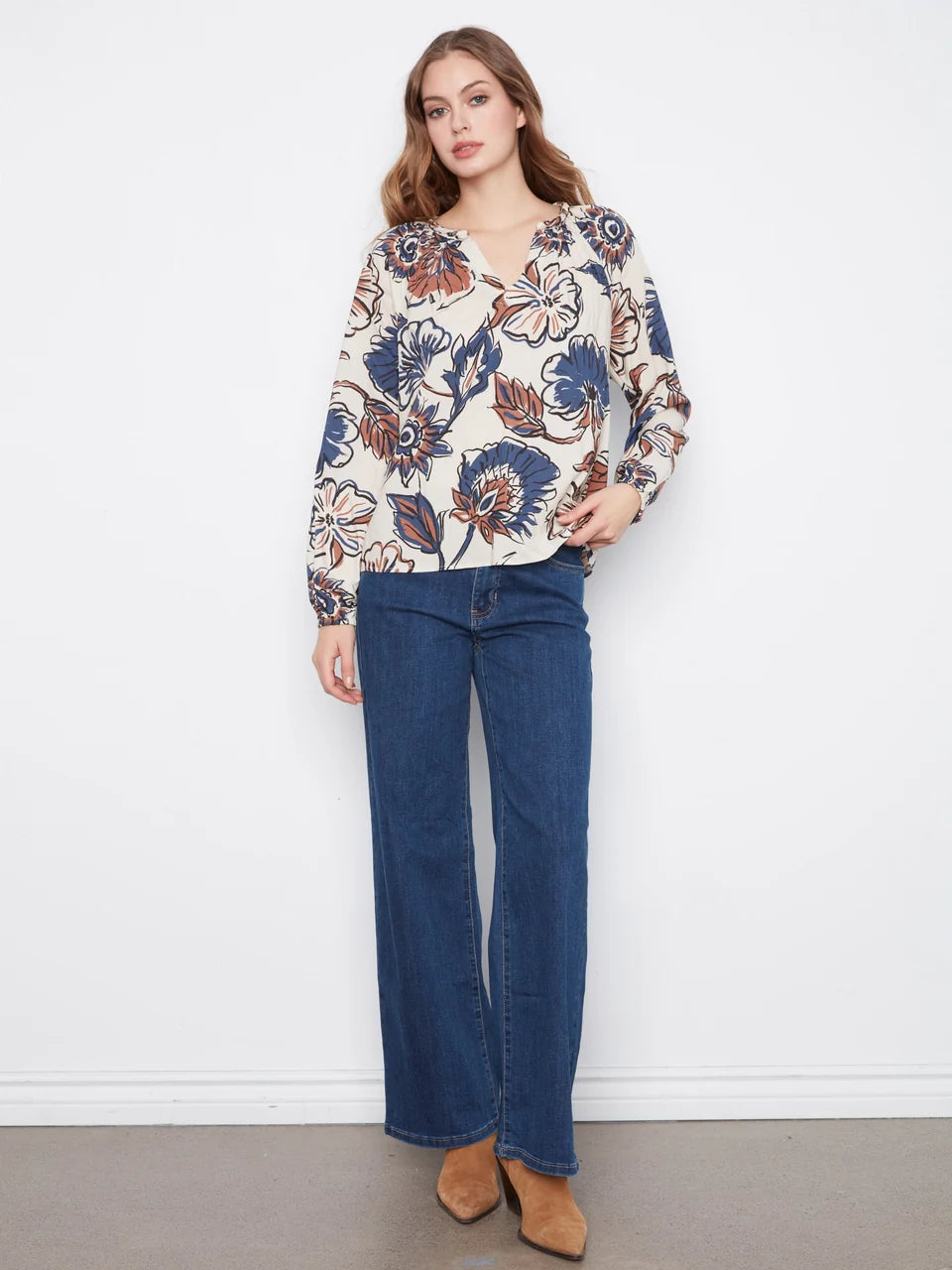 Charlie B Women's Printed Popover Blouse