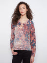 Charlie B Women's LS Drop Shoulder V-Neck Reversible Sweater