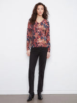 Charlie B Women's LS Drop Shoulder V-Neck Reversible Sweater