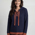 CYC Women's Knit Hooded Sweater - Navy/Cinnamon