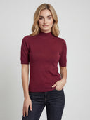 CYC Women's Short Sleeve Mock Neck Top - Berry