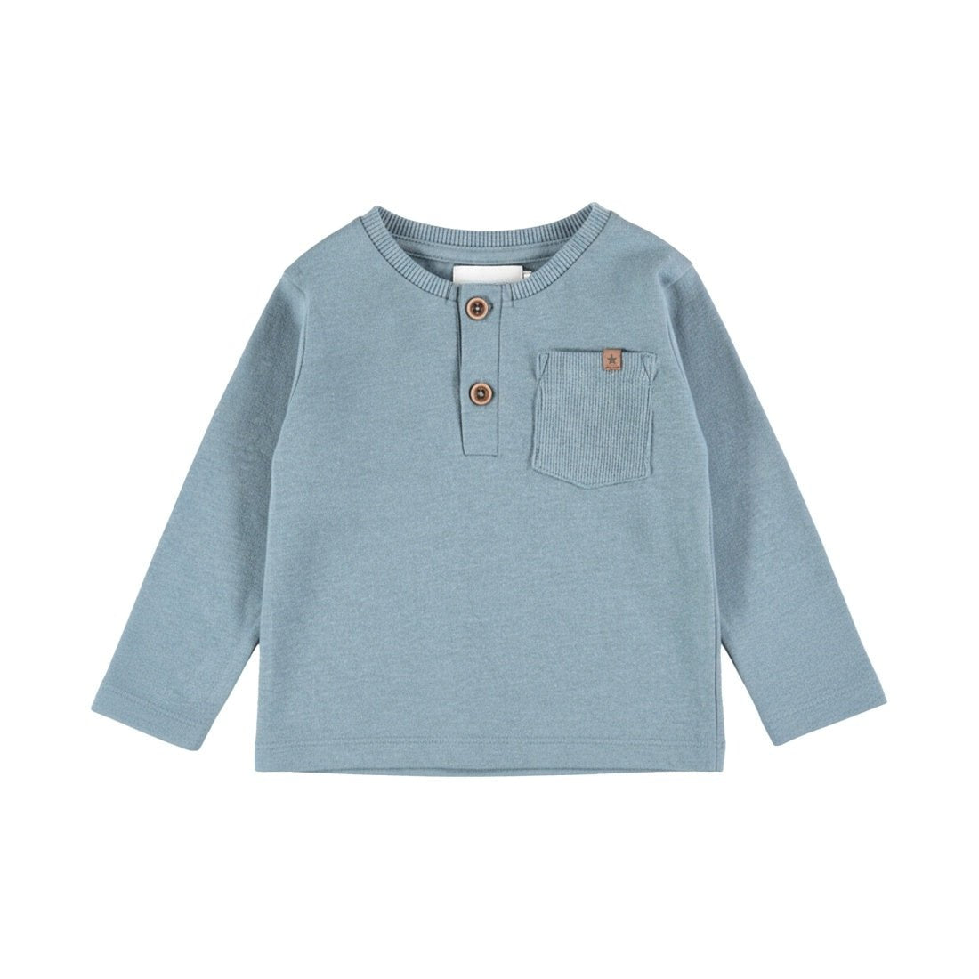 Dirkje Baby Boys Long Sleeve Henley Pocket T-Shirt - Ocean Mist