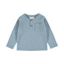 Dirkje Baby Boys Long Sleeve Henley Pocket T-Shirt - Ocean Mist