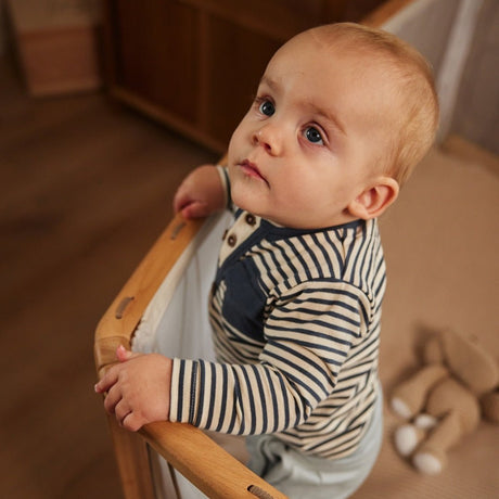 Dirkje Baby Boys Long Sleeve Henley T-Shirt - Navy/Cream