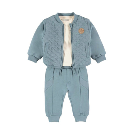 Dirkje Baby Boys Zip-Up Sweater & Joggers 3-Piece Set - Ocean Mist
