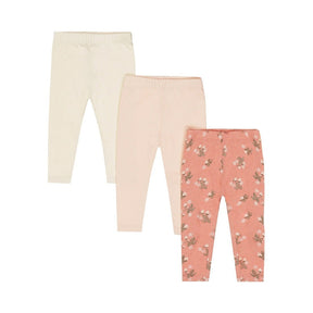 Dirkje Baby Girls 3 Pack Leggings - Off White/Pink