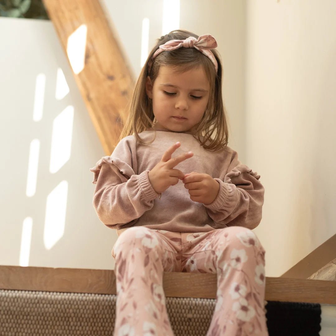 Dirkje Baby Girls Flared Leggings & Headband Set - Misty Rose