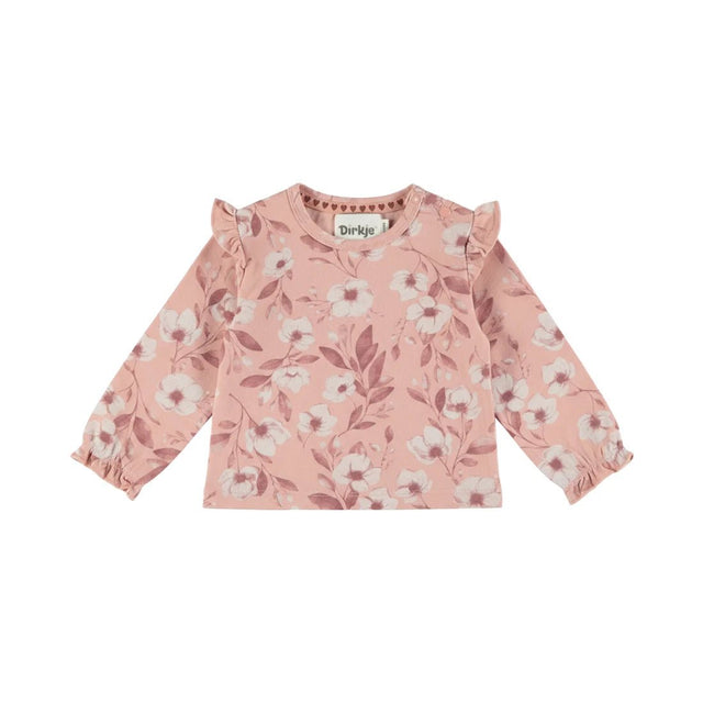 Dirkje Baby Girls Ruffle Long Sleeve Top - Misty Rose