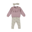 Dirkje Baby Girls Sweater & Leggings 3-Piece Set - Elderberry