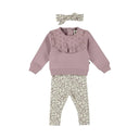 Dirkje Baby Girls Sweater & Leggings 3-Piece Set - Elderberry
