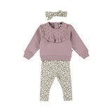 Dirkje Baby Girls Sweater & Leggings 3-Piece Set - Elderberry