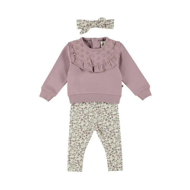 Dirkje Baby Girls Sweater & Leggings 3-Piece Set - Elderberry