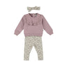 Dirkje Baby Girls Sweater & Leggings 3-Piece Set - Elderberry