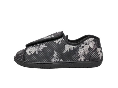 Foamtreads Women's Nurse Slippers - Black Flower