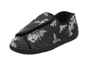 Foamtreads Women's Nurse Slippers - Black Flower