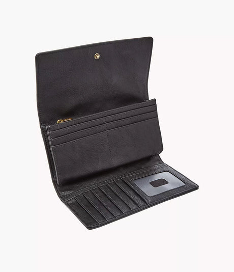 Fossil Women's Logan RFID Flap Clutch - Black