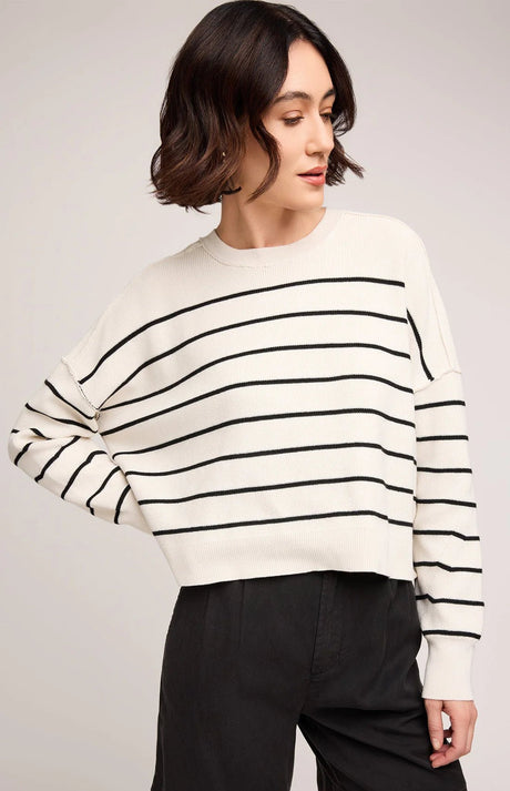 Gentle Fawn Women's Echo Crew Sweater - Cream/Black Stripe