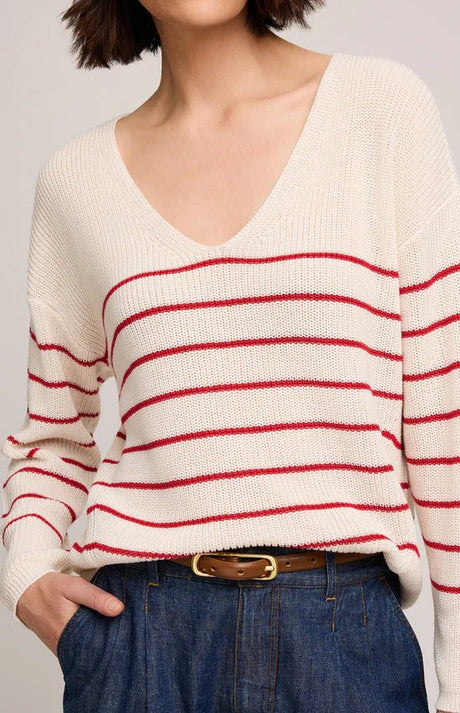 Gentle Fawn Women's Tucker V-Neck Sweater - Red Stripe