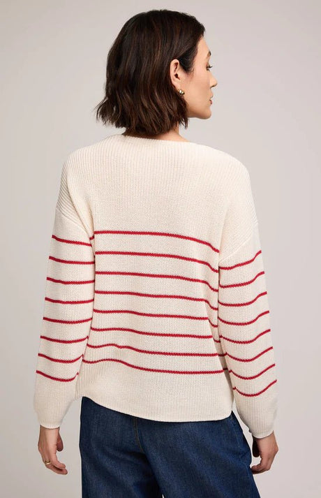 Gentle Fawn Women's Tucker V-Neck Sweater - Red Stripe