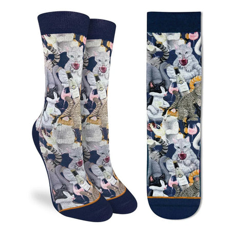 Good Luck Sock Women's Wine & Cats - A&M Clothing & Shoes - Westlock