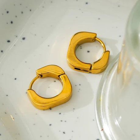 Hackney Nine Aira Industrial Chic-Tiny Rounded Squared Hoop Earrings -
