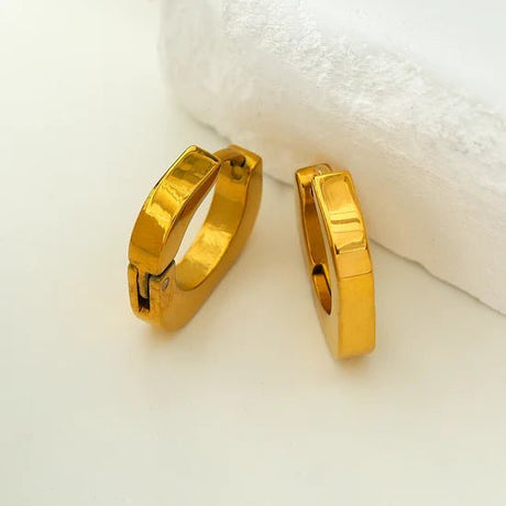 Hackney Nine Aira Industrial Chic-Tiny Rounded Squared Hoop Earrings -