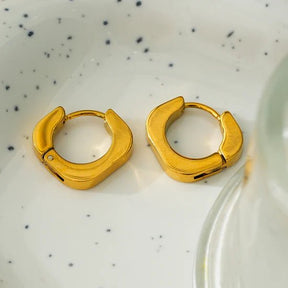 Hackney Nine Aira Industrial Chic-Tiny Rounded Squared Hoop Earrings -