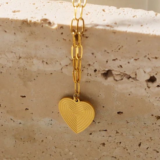 Hackney Nine Alara Mini Paper Clip Chain Anchoring a Heart Charm Gold - A&M Clothing & Shoes - Westlock