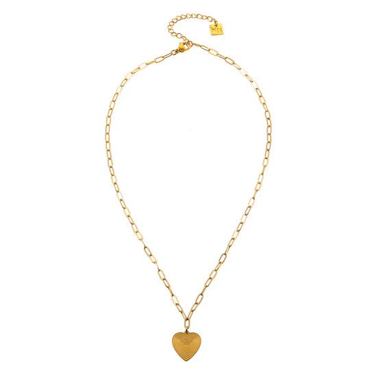 Hackney Nine Alara Mini Paper Clip Chain Anchoring a Heart Charm Gold - A&M Clothing & Shoes - Westlock