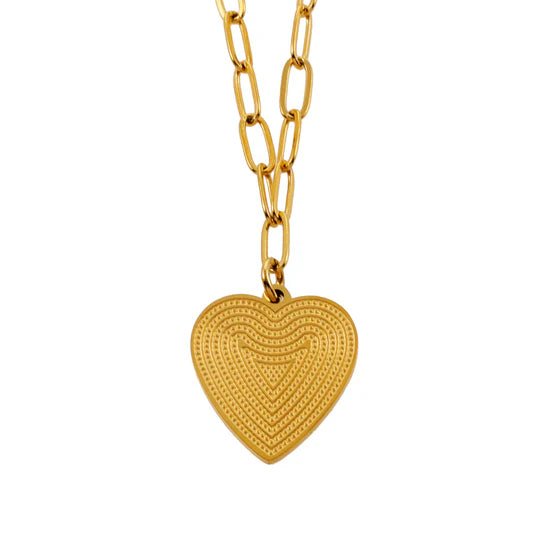 Hackney Nine Alara Mini Paper Clip Chain Anchoring a Heart Charm Gold - A&M Clothing & Shoes - Westlock