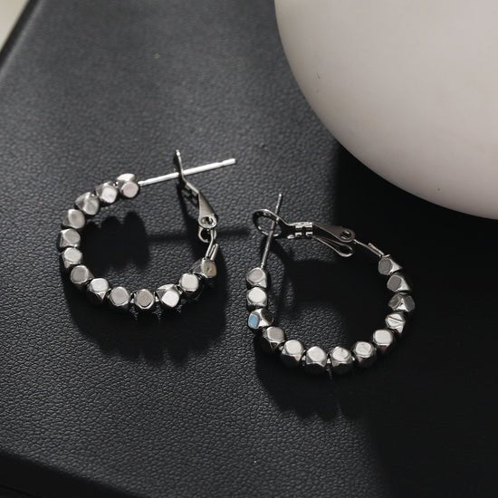 Hackney Nine Andali Square Beads Hoop Silver Earrings - A&M Clothing & Shoes - Westlock