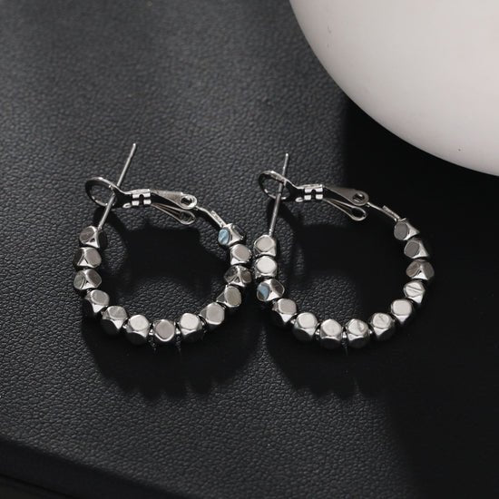 Hackney Nine Andali Square Beads Hoop Silver Earrings - A&M Clothing & Shoes - Westlock