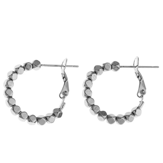 Hackney Nine Andali Square Beads Hoop Silver Earrings - A&M Clothing & Shoes - Westlock