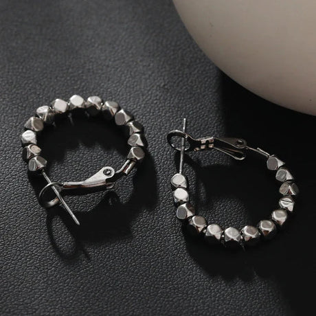 Hackney Nine Andali Square Beads Hoop Silver Earrings - A&M Clothing & Shoes - Westlock