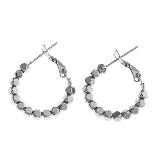 Hackney Nine Andali Square Beads Hoop Silver Earrings - A&M Clothing & Shoes - Westlock