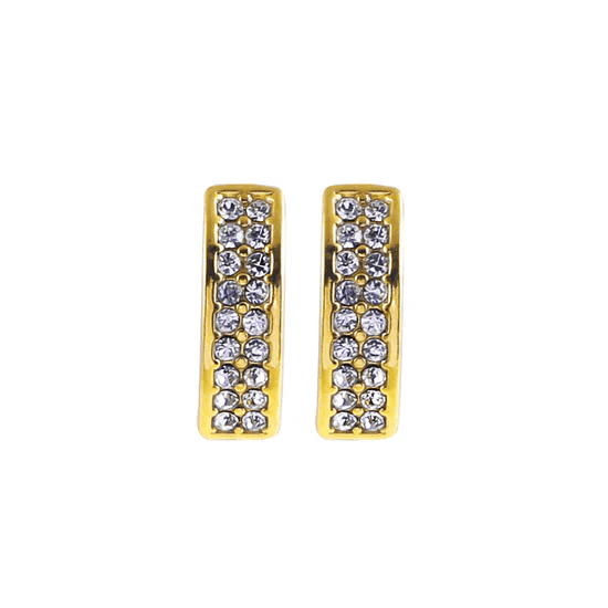 Hackney Nine Astrid Minimalist Pavé Zirconia Curved Bar Stud Earrings Gold - A&M Clothing & Shoes - Westlock