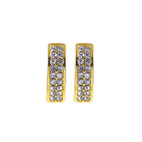 Hackney Nine Astrid Minimalist Pavé Zirconia Curved Bar Stud Earrings Gold -
