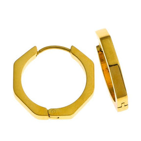 Hackney Nine Bolzano Gold: Hexagon Shaped Contemporary Hoop Earrings -