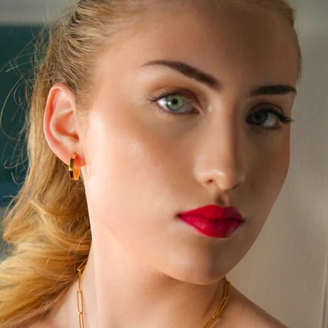 Hackney Nine Bolzano Gold: Hexagon Shaped Contemporary Hoop Earrings -