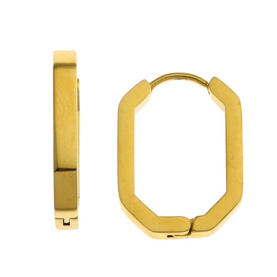 Hackney Nine Caccuri Geometric Shaped Contemporary Hoop Earrings Gold - A&M Clothing & Shoes - Westlock