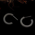 Hackney Nine Kumasi Richly Textured Silver Hoop Earrings -