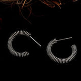 Hackney Nine Kumasi Richly Textured Silver Hoop Earrings -
