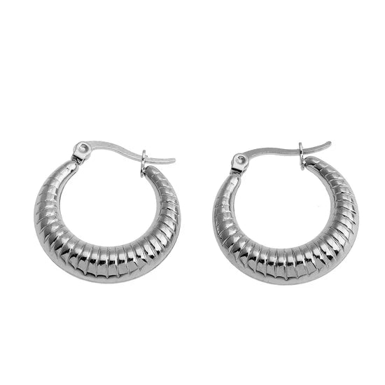 Hackney Nine Mischa Textured Chunky Hoops Silver - A&M Clothing & Shoes - Westlock