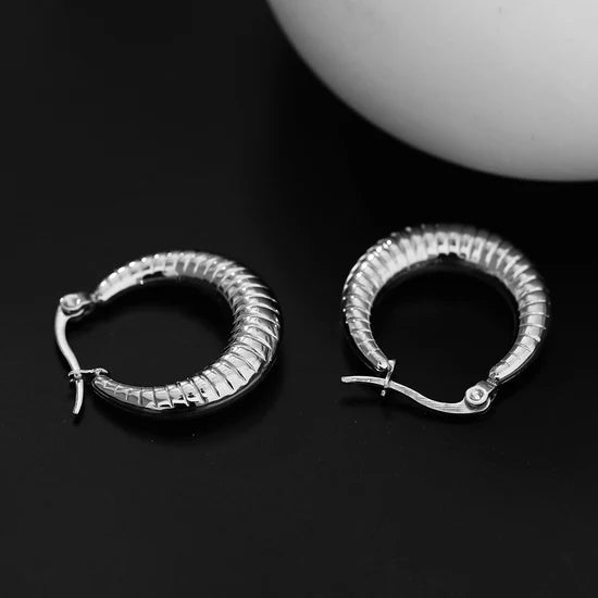 Hackney Nine Mischa Textured Chunky Hoops Silver - A&M Clothing & Shoes - Westlock