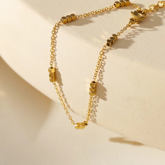 Hackney Nine Ritika Tiny Square - Beads Dainty Gold Chain Bracelet - A&M Clothing & Shoes - Westlock