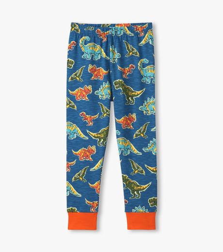 Hatley Kids Boys Dino Roar Stretch Cotton PJ Set - Star Sapphire