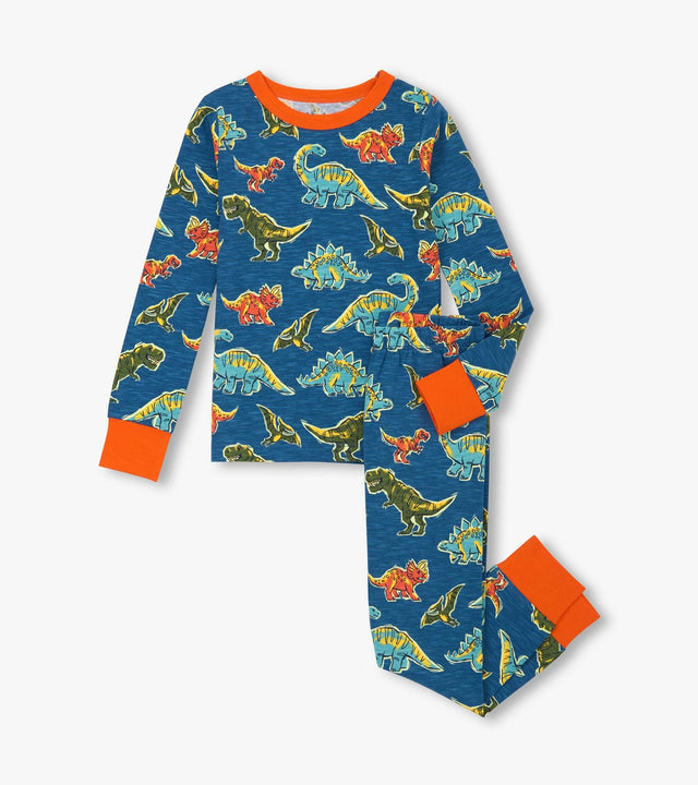 Hatley Kids Boys Dino Roar Stretch Cotton PJ Set - A&M Clothing & Shoes - Westlock